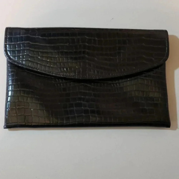 Vintage black faux‎ crocodile clutch - Picture 1 of 6